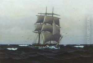 Marine, Sejlskibe Pa Havet by Emanuel A. Petersen