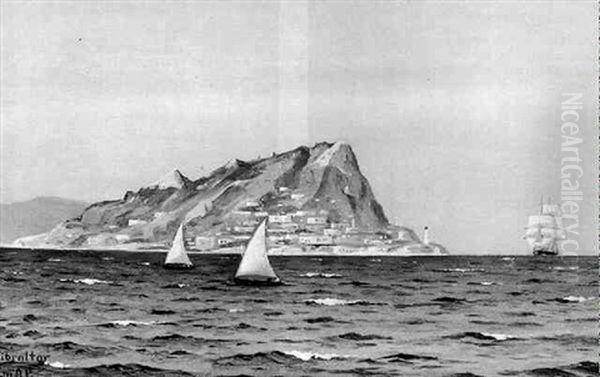 Marine, Sejlskibe Pa Havet Udfor Gibraltar - view 1