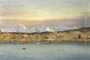 Gr+nlandsk Fjordparti Ved Godhavn by Emanuel A. Petersen