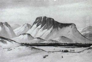 Grinlandsk Fjordparti Med Et Skib Ved Isen