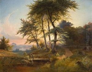 Landskap Med Bro by Frederik Petersen