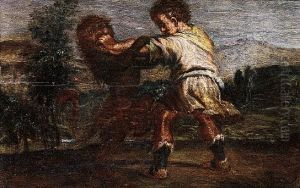 Hercules And The Lion by Faustino Bocchi