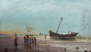Strandszene Mit Wrack Und Fischern by Hans von Petersen