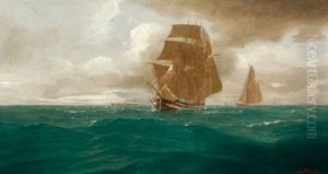 Two Sailing Boats At Sea by Hans von Petersen