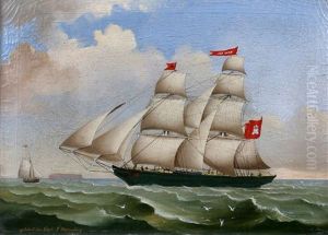 Scheepsportret Van Een Tweemaster. Met Notitie: Gefuhrt Von Capt: J. Stolzenberg by Heinrich And. Sophus Petersen