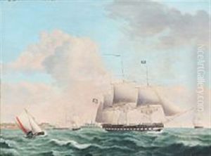 A British Barque On Helsingor Roadstead, Denmark by Jakob Petersen