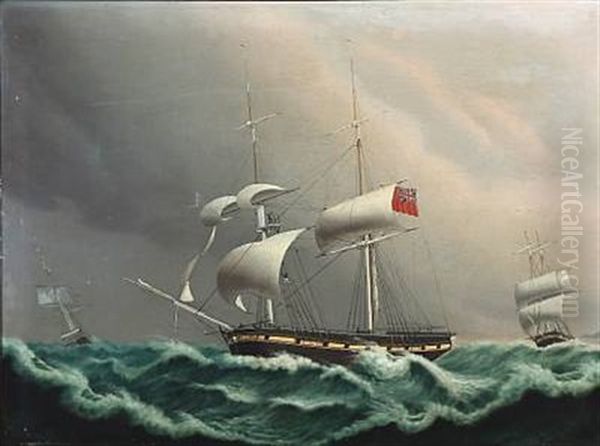 Ship Portrait Of Carmarthen In High Waves - view 1