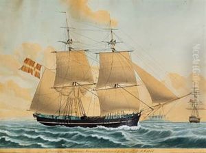 Ship Portrait Of Briggen Dronning Marie Af Kiobenhavn, Fort Af Captn L. A. Ditzel by Jakob Petersen