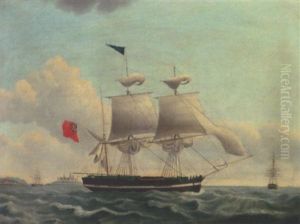 The English Brig "endimion" Of Whitby In The Sound Off Kronborg Castle by Jakob Petersen