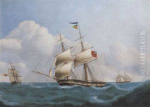 The Brig "quay Side" In Three Positions by Jakob Petersen