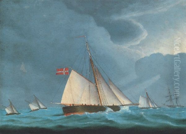 A Group Of Danish Cutters, Including The "camilla", Racing To Windward - view 1