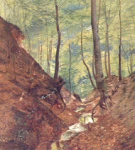 A Stream In A Sunlit Wood by Julius Petersen