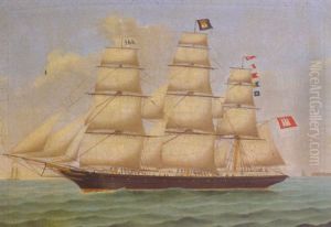 Hamburger Vollschiff "albrecht O'swald" Auf Der Nordsee Vor Helgoland by Lorenz Petersen