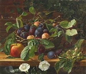 Still Life With Bird And Summer Fruit by Sofus Petersen