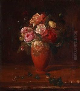 Still Life With Roses In A Vase by Sofus Petersen