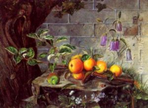 Aeblegren Med Aebler, Omkranset Af Blomster, Insekter Og Snegle