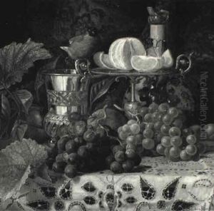 Opstilling Med Frugter, Vink+ler, Stent+jskande Og Frugtopsats by Sofus Petersen
