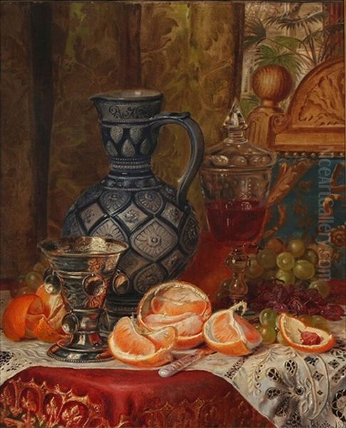 Still Life With Fruit And Wine On A Table - view 1
