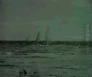 Kustenlandschaft Mit Segelschiffen by Thorolf (Frederik Paludan-Mueller) Petersen