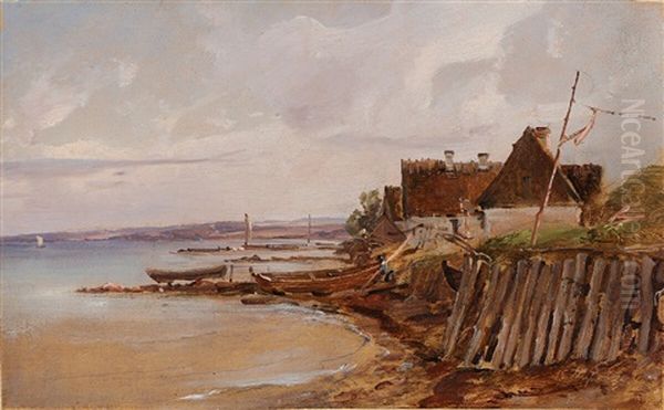 Coastal Scenery With Farmhouses Along The Shoreline - view 1