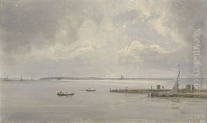 Aussicht Vom Hafen In Humlebaek (danemark) Auf Die Insel Hvn (schweden) Im Oresund by Vilhelm Peter Carl Petersen