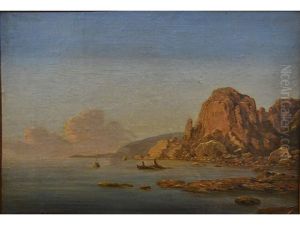 Small Boats Off A Rocky Shore Small Boats Off A Rocky Shore