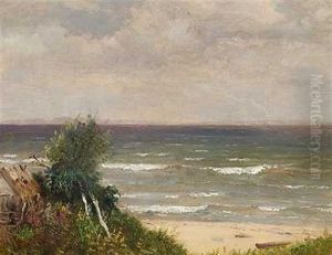 Strandparti Fra Nordsjaelland (hornbaek?) I Baggrunden Den Svenske Kyst by Vilhelm Peter Carl Petersen