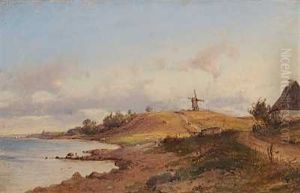 Strandvejen Med Den Gamle Tipperup Molle Ved Espergaerde by Vilhelm Peter Carl Petersen
