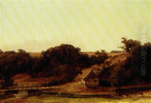 Hus Ved Foden Af En Bakke, I Forgrunden Hulvej, Der Forer Over En Bro by Vilhelm Peter Carl Petersen