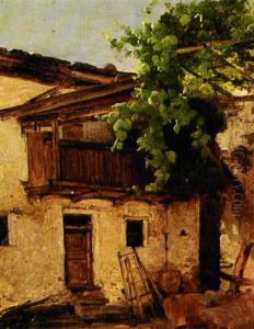 Et Sydeuropaeisk Hus Med Altan Og Espalier Med Vinranker by Vilhelm Peter Carl Petersen