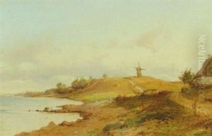 Strandvejen Med Den Gamle Tipperup Molle Ved Espergaerde by Vilhelm Peter Carl Petersen