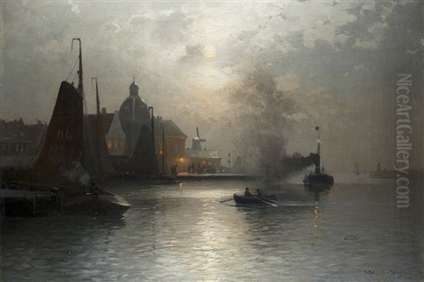 Einfahrt In Den Hafen Von Harlingen (mondschein) - view 1