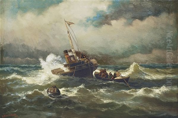 Paddle Steamer In The Stormy Sea - view 1