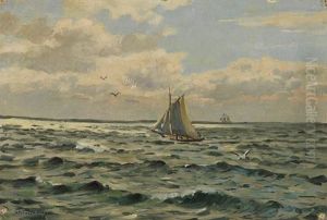 Segelboot Auf Der Ostsee by Heinrich Petersen-Flensburg