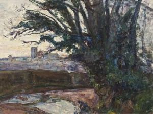 Paysage Avec Lavandiere En France by Eugene Boch