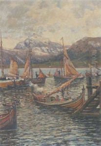 Im Hafen Von Tromso by Heinrich Petersen-Flensburg