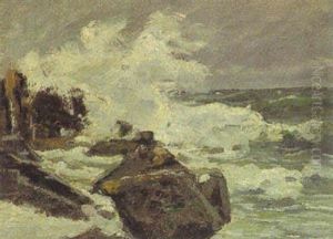 Sturmbrandung An Den Schwarzen Felsen Von Bornholm Sturmbrandung An Den Schwarzen Felsen Von Bornholm
