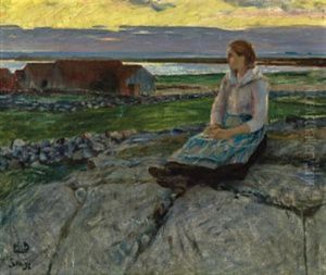 Kveld, Sele (gedine Pa Haugen) by Eilif Peterssen