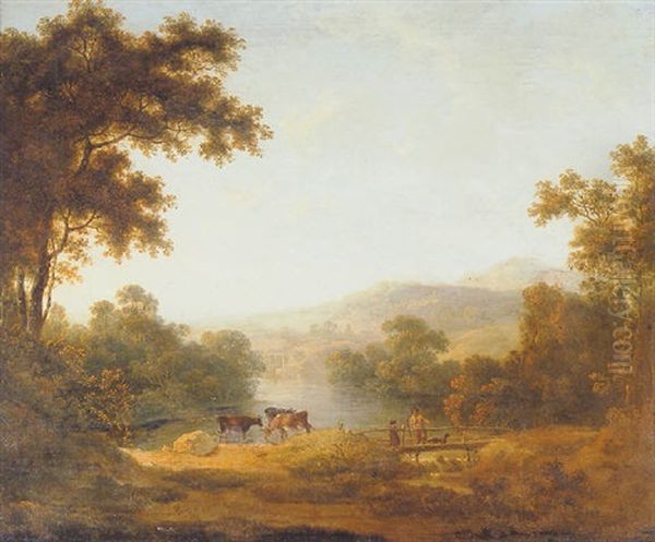 Crossing The Bridge With Cattle Watering Beyond - view 1