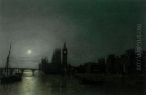 Westminster By Moonlight by Henry Pether