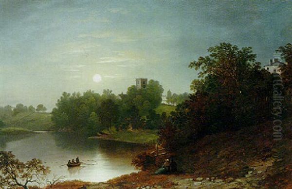 Moonlit River Landscape - view 1