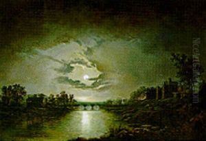 Chepstow Castle By Moonlight by Henry Pether