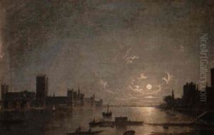 The New Houses Of Parliament...by Moonlight by Henry Pether
