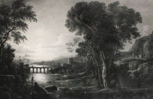Moonlit River Landscape by Henry Pether