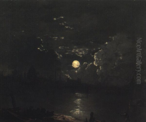 The City Of London From The Thames By Moonlight - view 1