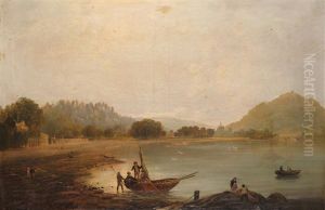 Fishermen On The Loch With Inveraray Castle Beyond Fishermen On The Loch With Inveraray Castle Beyond