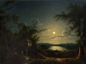 A Watermill Beside A Lake In The Moonlight by Sebastian Pether