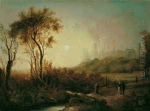 Vollmondbeschienene Landschaft Mit Windsor Castle