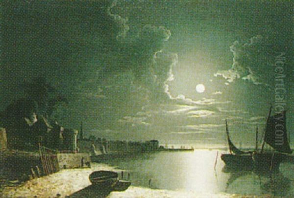 An Estuary By Moonlight - view 1