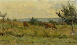 Weidende Kuhe by Jules Petillion